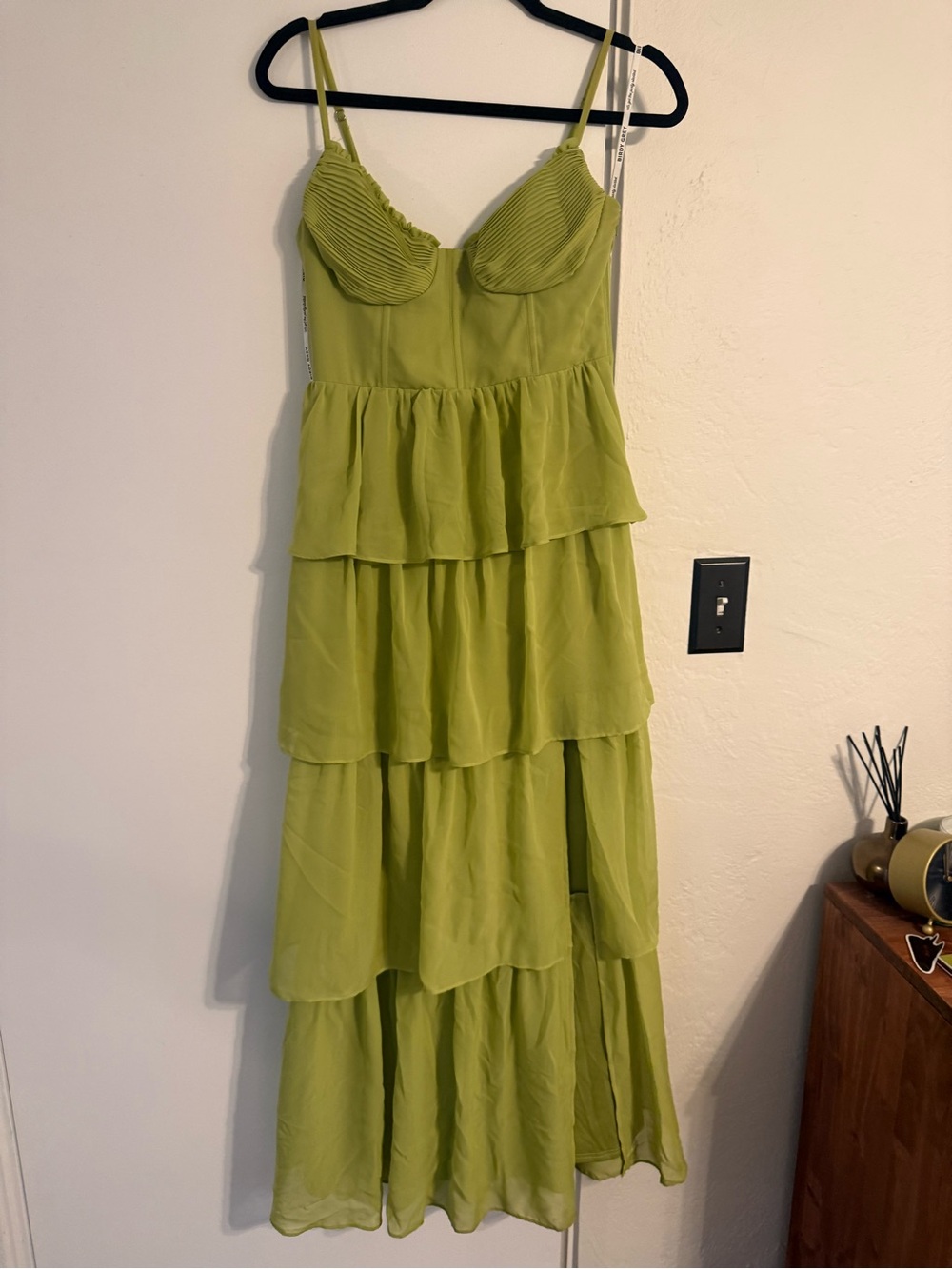 Birdy Grey Lola chiffon bridesmaid dress in color matcha